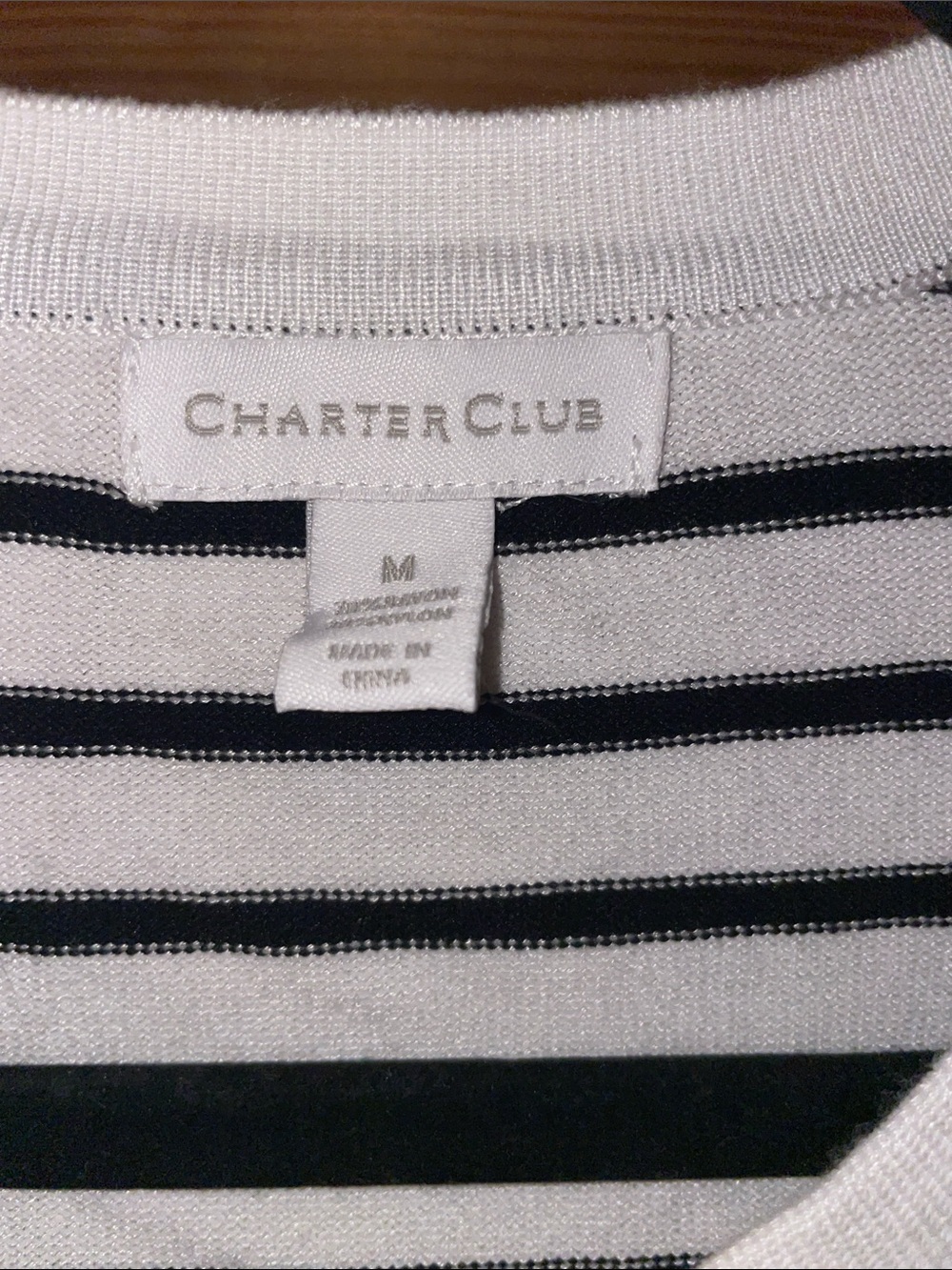 Charter Club Black and White Striped Button-Front Cardigan - Picture 2 of 6